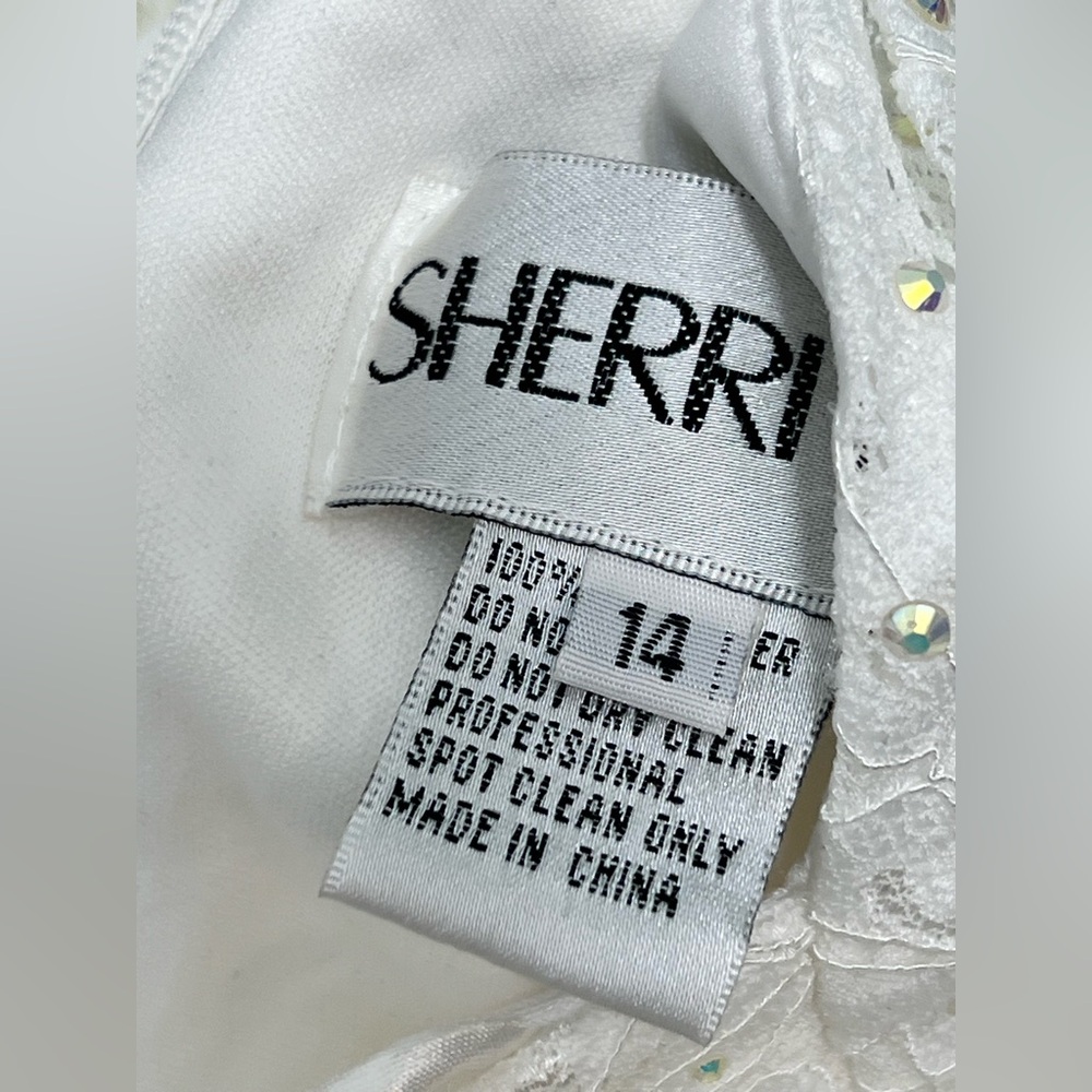Sherri Hill White Floral Lace Sleeveless Wedding Midi Womens Dress Size 14 - Picture 6 of 11